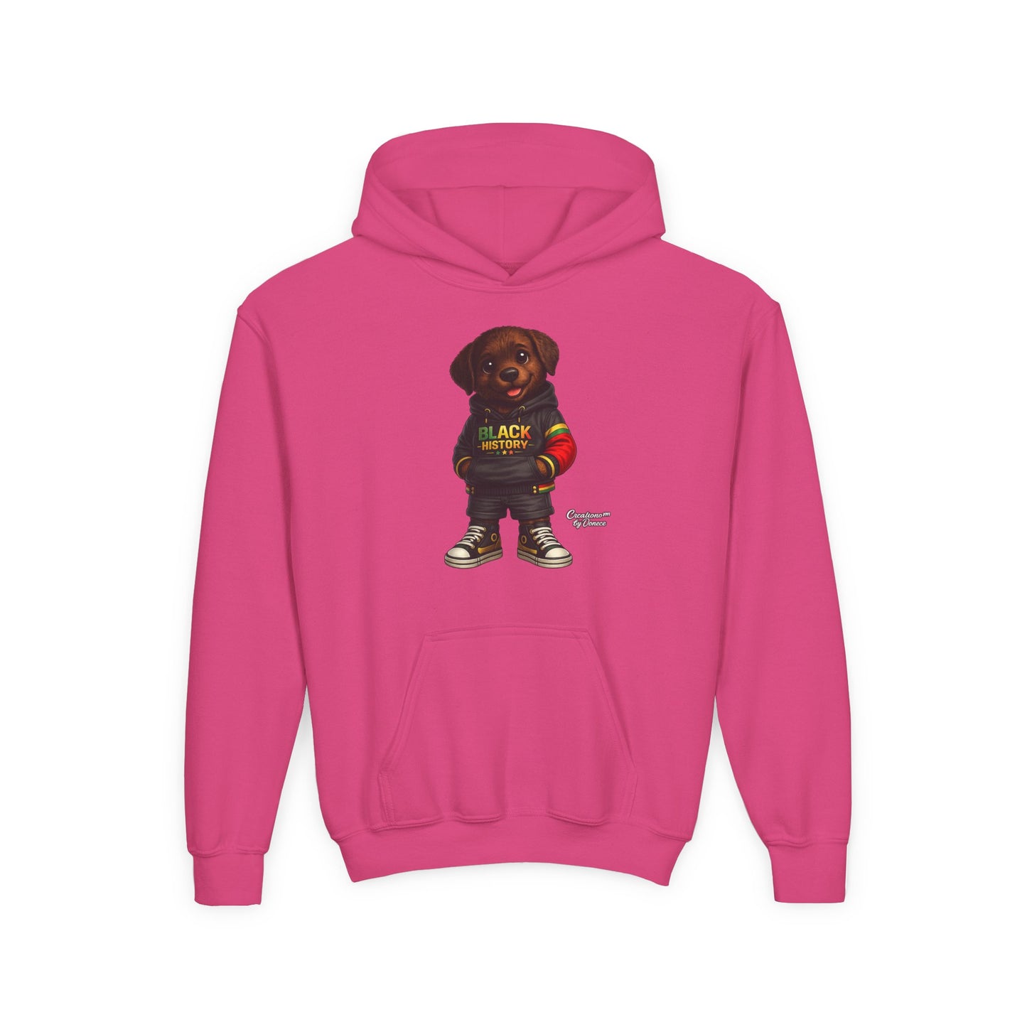 Youth Hoodie - Cute Rottweiler Puppy 'Black History' Graphic Sweatshirt for Kids