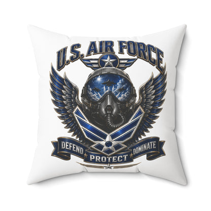 U.S. Air Force Emblem Throw Pillow — Defend Protect Dominate Military Decorative Pillow