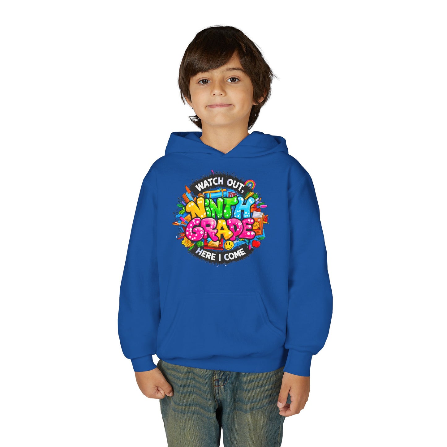 Kids' 4th Grade Hoodie – "Watch Out 4th Grade Here I Come" Colorful Back-to-School Sweatshirt