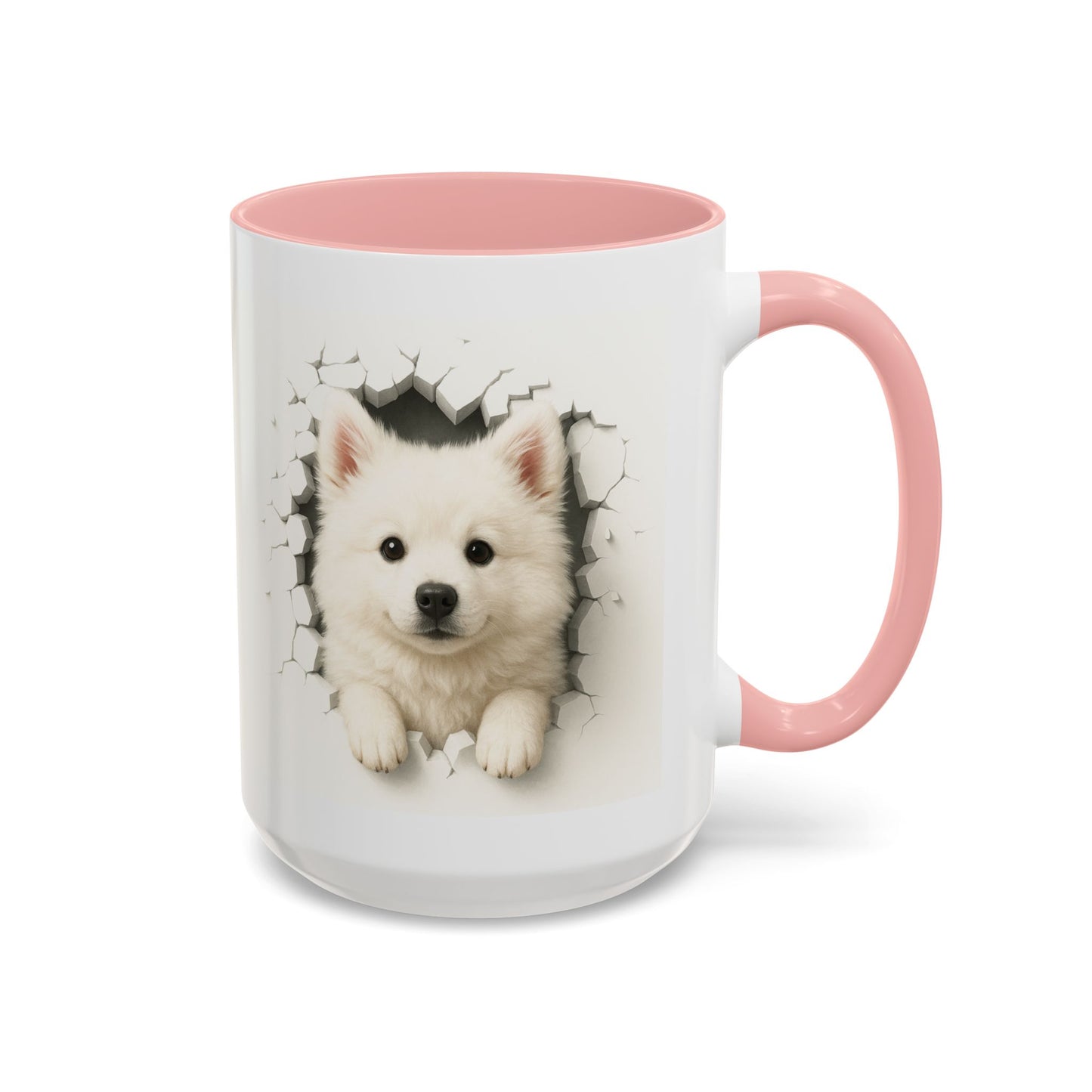 White Samoyed Puppy Accent Coffee Mug — Cute Dog Breakthrough Design (11/15 oz)