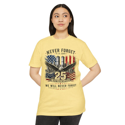 9/11 25th Anniversary 'Never Forget' Memorial T-Shirt