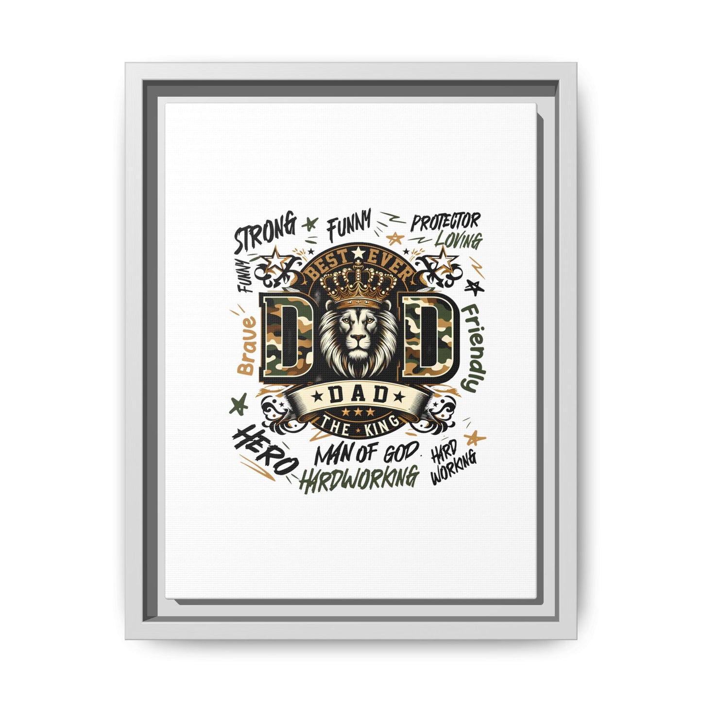 Framed Matte Canvas 'Best Ever DAD' Wall Art – Lion King Design, Father’s Day Gift