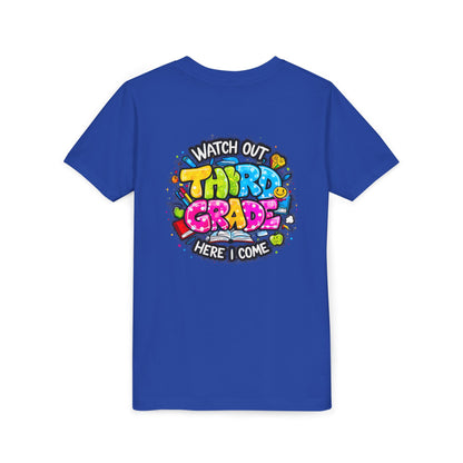Third Grade Kids T‑Shirt — "Watch Out Third Grade Here I Come" Back-to-School Tee