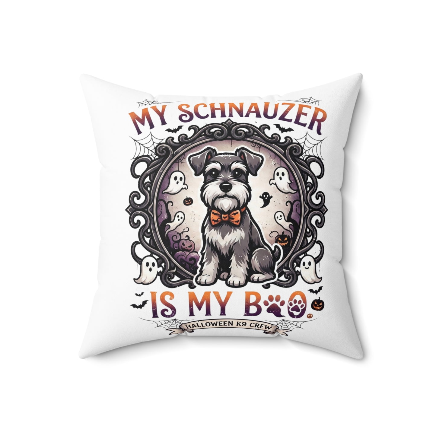 My Schnauzer Is My Boo Halloween Pillow - Cute Dog Decorative Throw Pillow