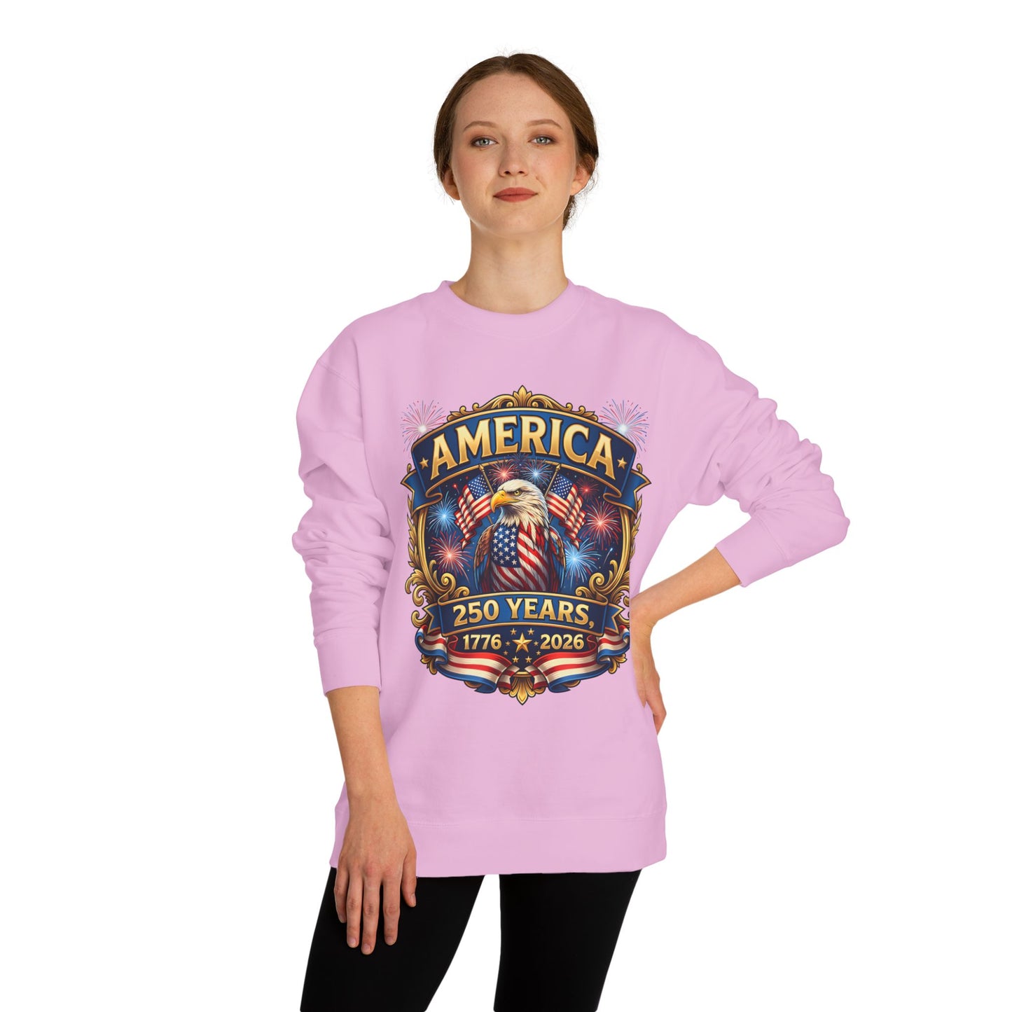 America 250 Years Crewneck Sweatshirt — 1776–2026 Patriotic Eagle Design