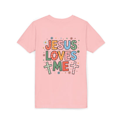 Youth Tee — "Jesus Loves Me" Colorful Christian Kids T-Shirt