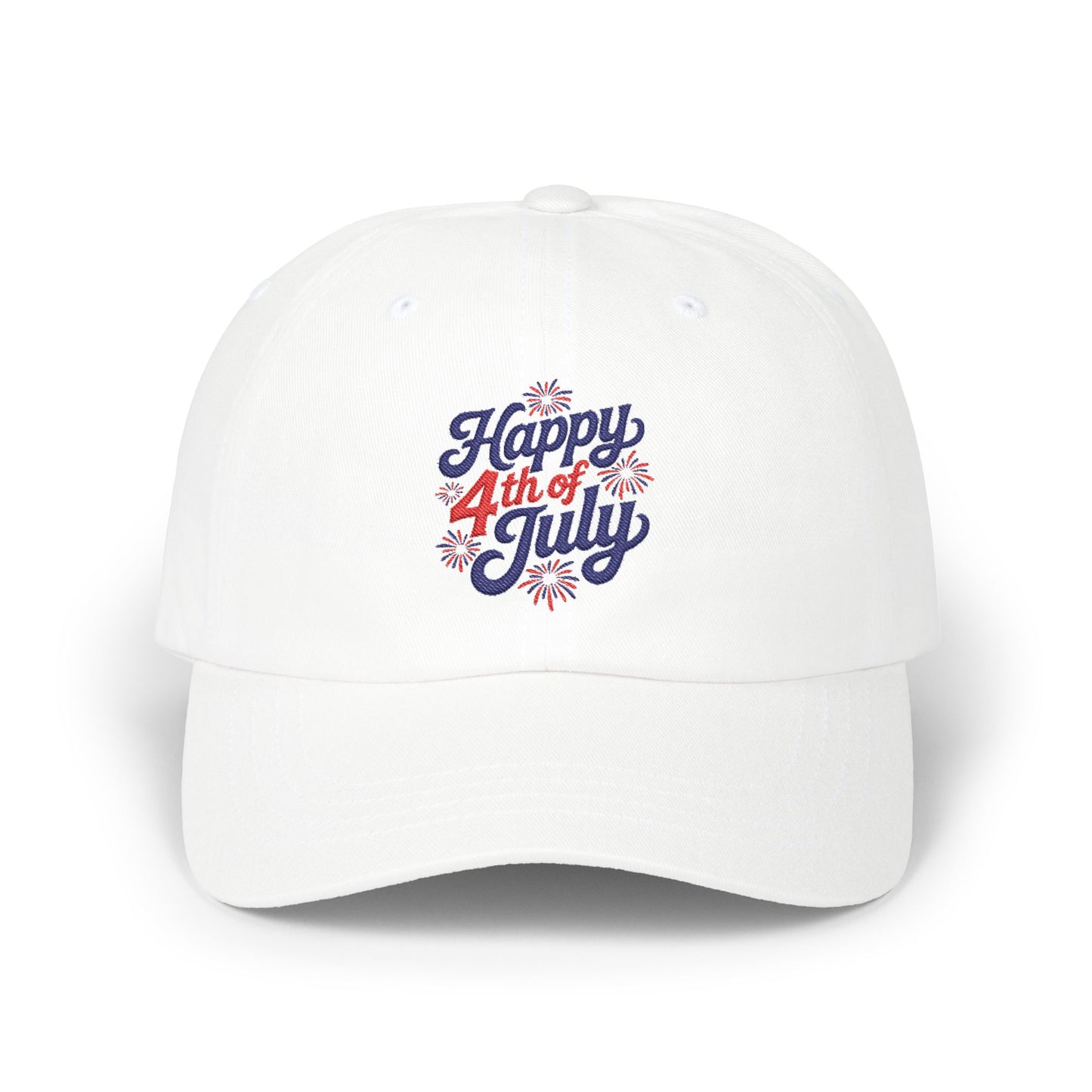 Dad Cap — "Happy 4th of July" Embroidered Patriotic Baseball Hat