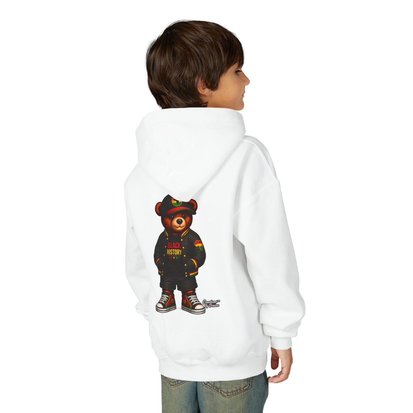 Youth Bear Hoodie — 'Follow Your History' Streetwear Kids Sweatshirt