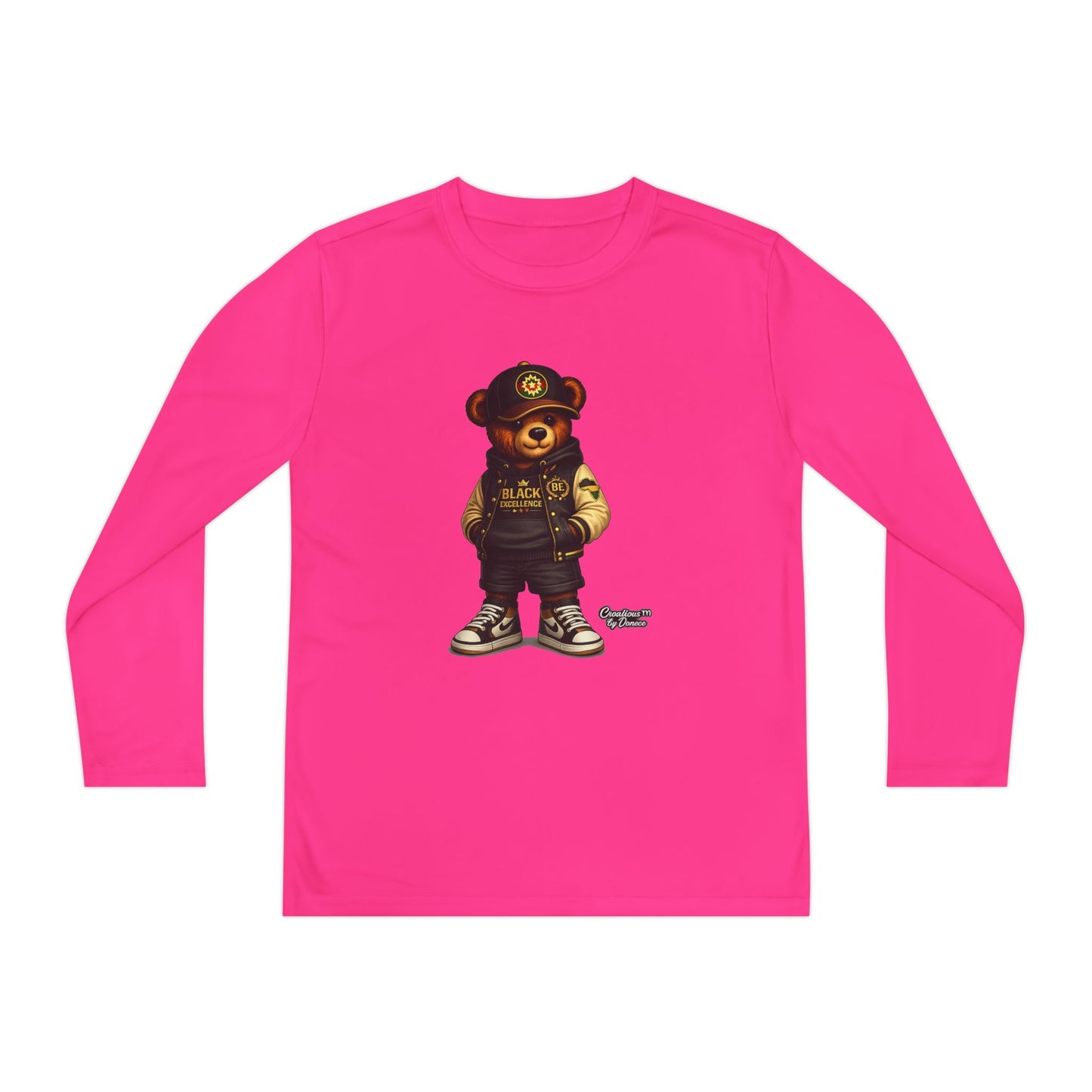 Youth Bear Police Officer Long Sleeve Tee — Cute Cop Bear Graphic Shirt