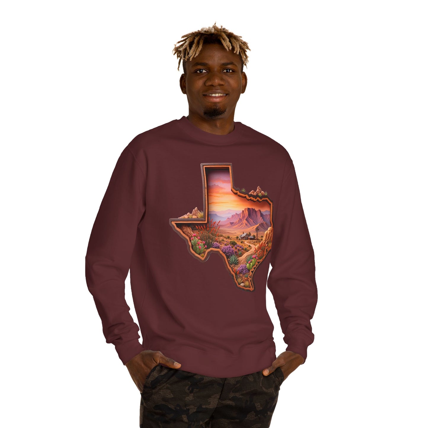 Texas Sunset Crewneck Sweatshirt — Scenic Lone Star State Landscape
