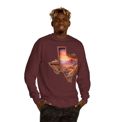 Texas Sunset Crewneck Sweatshirt — Scenic Lone Star State Landscape