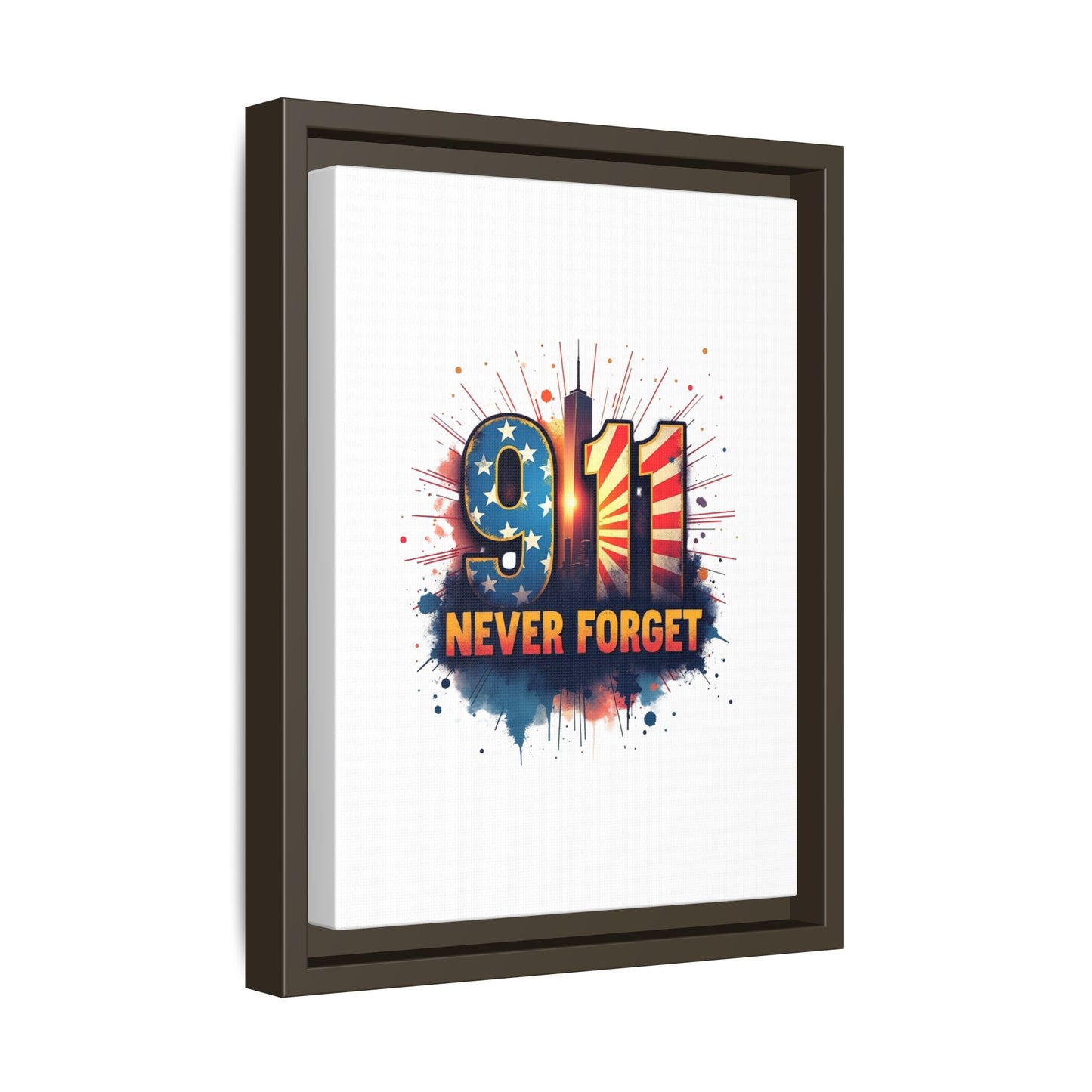 Framed Canvas Wall Art — “9·11 Never Forget” Memorial Print