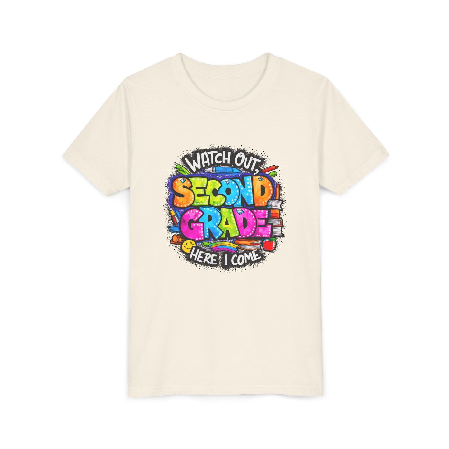 Second Grade Kids Tee - "Watch Out Second Grade Here I Come" Colorful Back-to-School Shirt