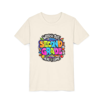 Second Grade Kids Tee - "Watch Out Second Grade Here I Come" Colorful Back-to-School Shirt