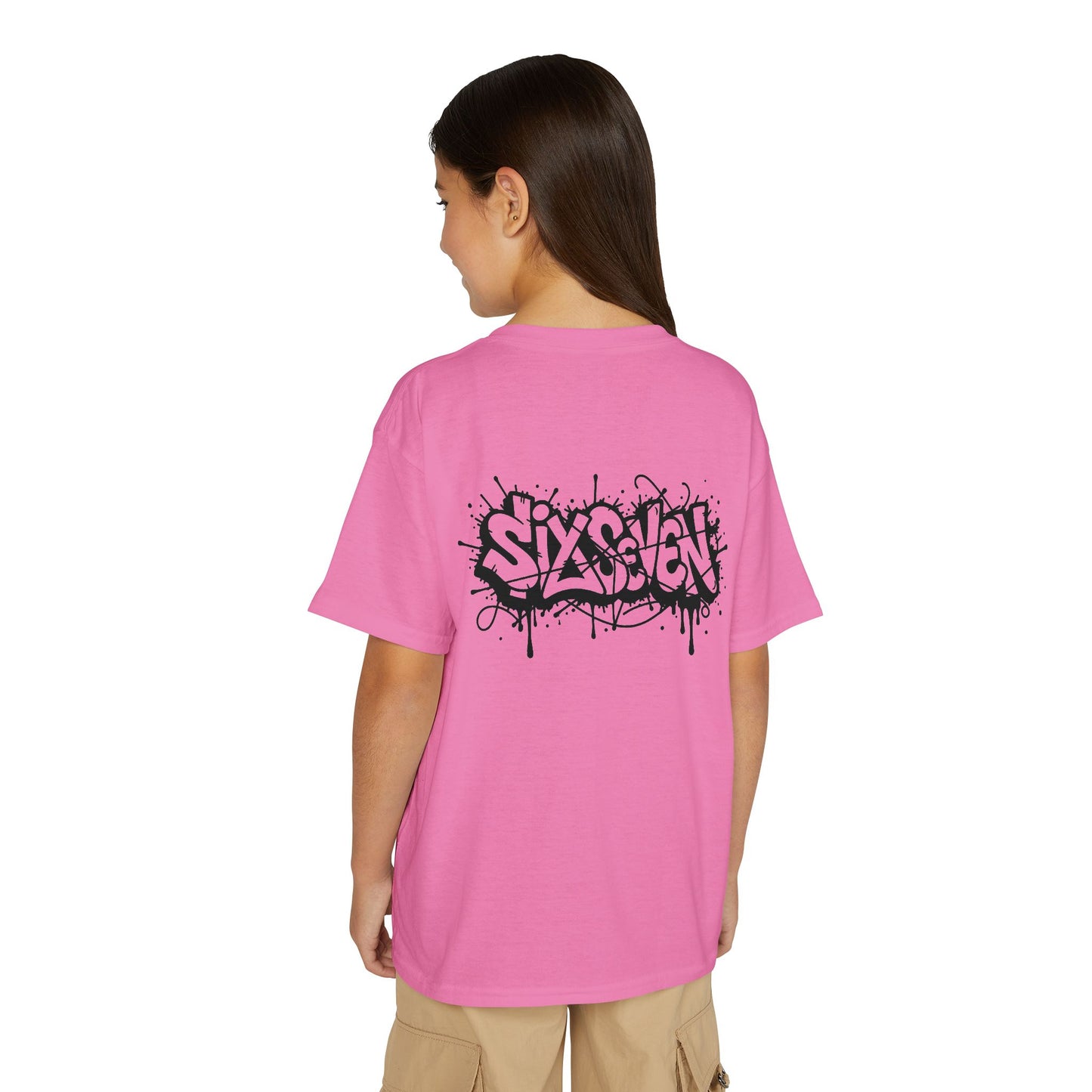 Youth T-Shirt — 'SixxSeven' Black Graffiti Drip Streetwear Tee