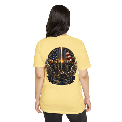 9/11 Memorial T-Shirt — In Memory of the Lives Lost Patriotic Firefighter Tribute