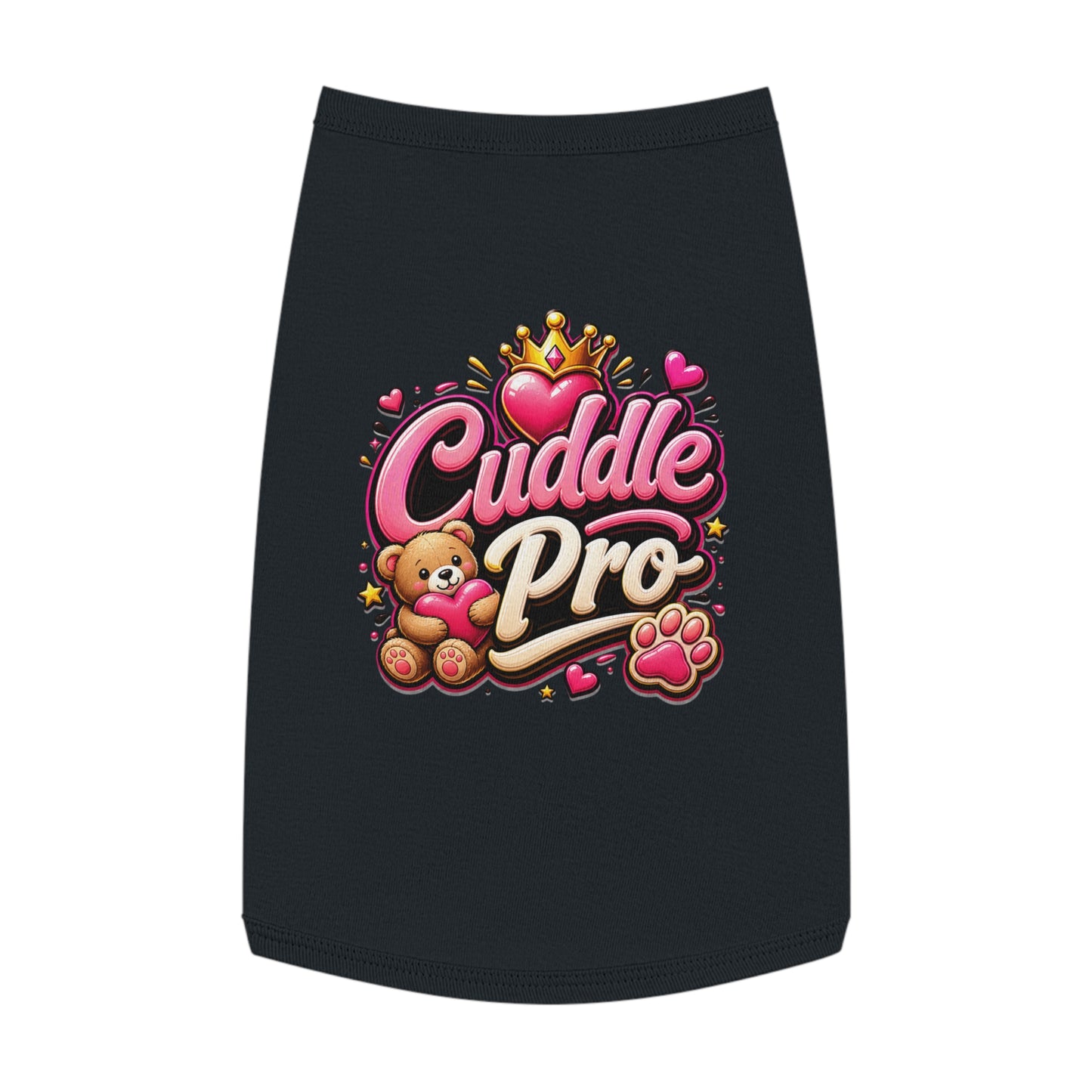 Cuddle Pro Pet Tank Top — Cute Teddy & Heart Dog/Cat Tee