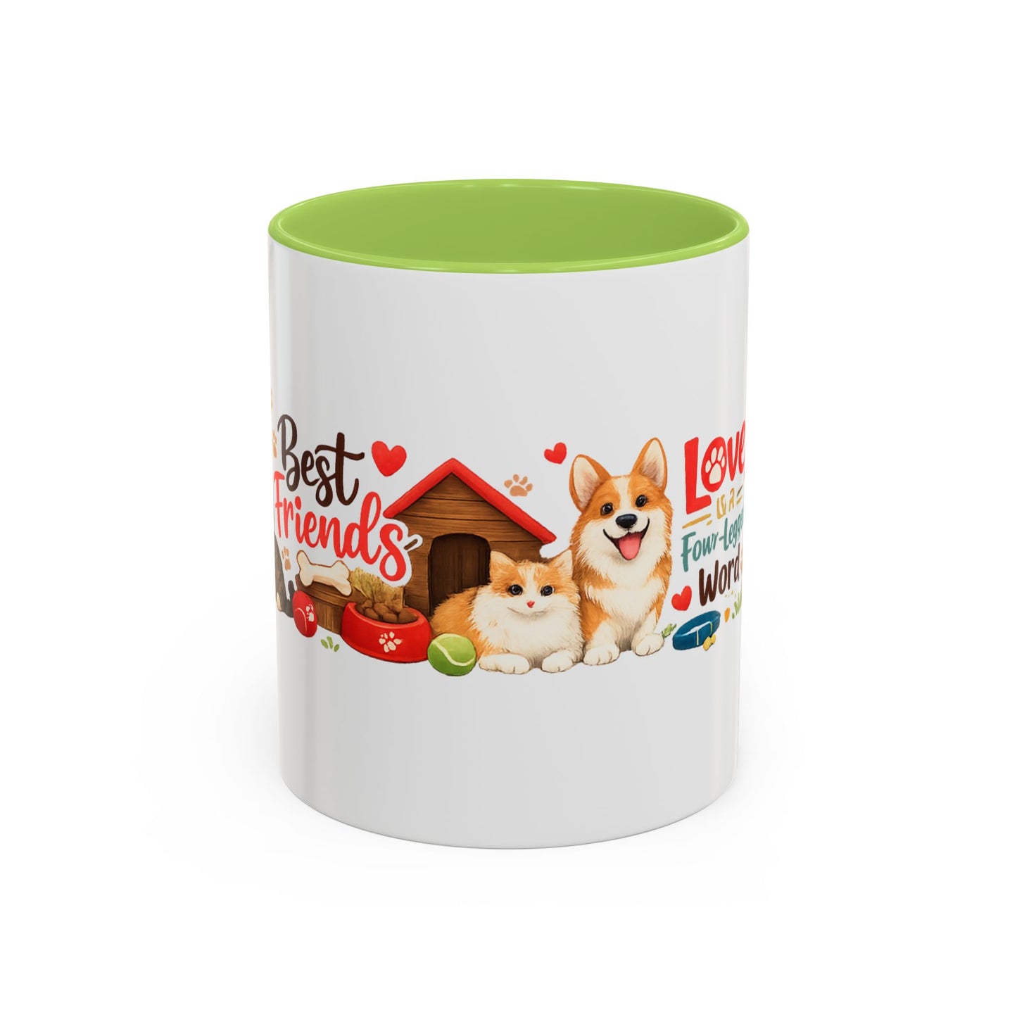 Dog Lover Accent Coffee Mug — “Love is a Four-Legged Word” Ceramic Gift
