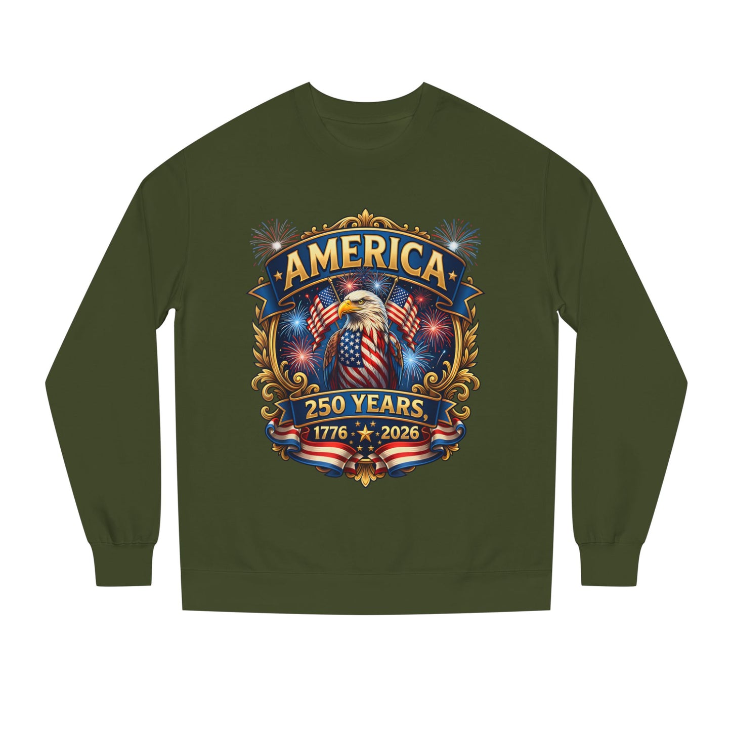 America 250 Years Crewneck Sweatshirt — 1776–2026 Patriotic Eagle Design