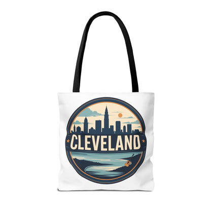 Cleveland Skyline Tote Bag — Vintage Cityscape Beach Design