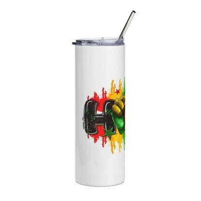 20oz Stainless Tumbler — Rasta Fist Peace Graphic (Reggae Colors)