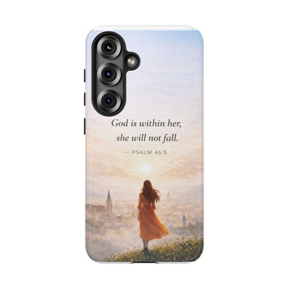 Inspirational Psalm 46:5 Phone Case — 'God is within her, she will not fall' Christian Phone Cover