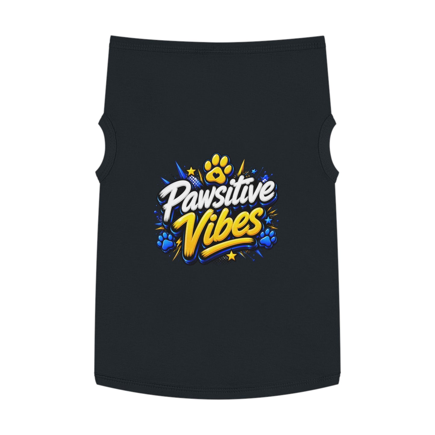 Pet Tank Top: "Pawsitive Vibes" Dog Tank — Cute Paw Print Pet Shirt