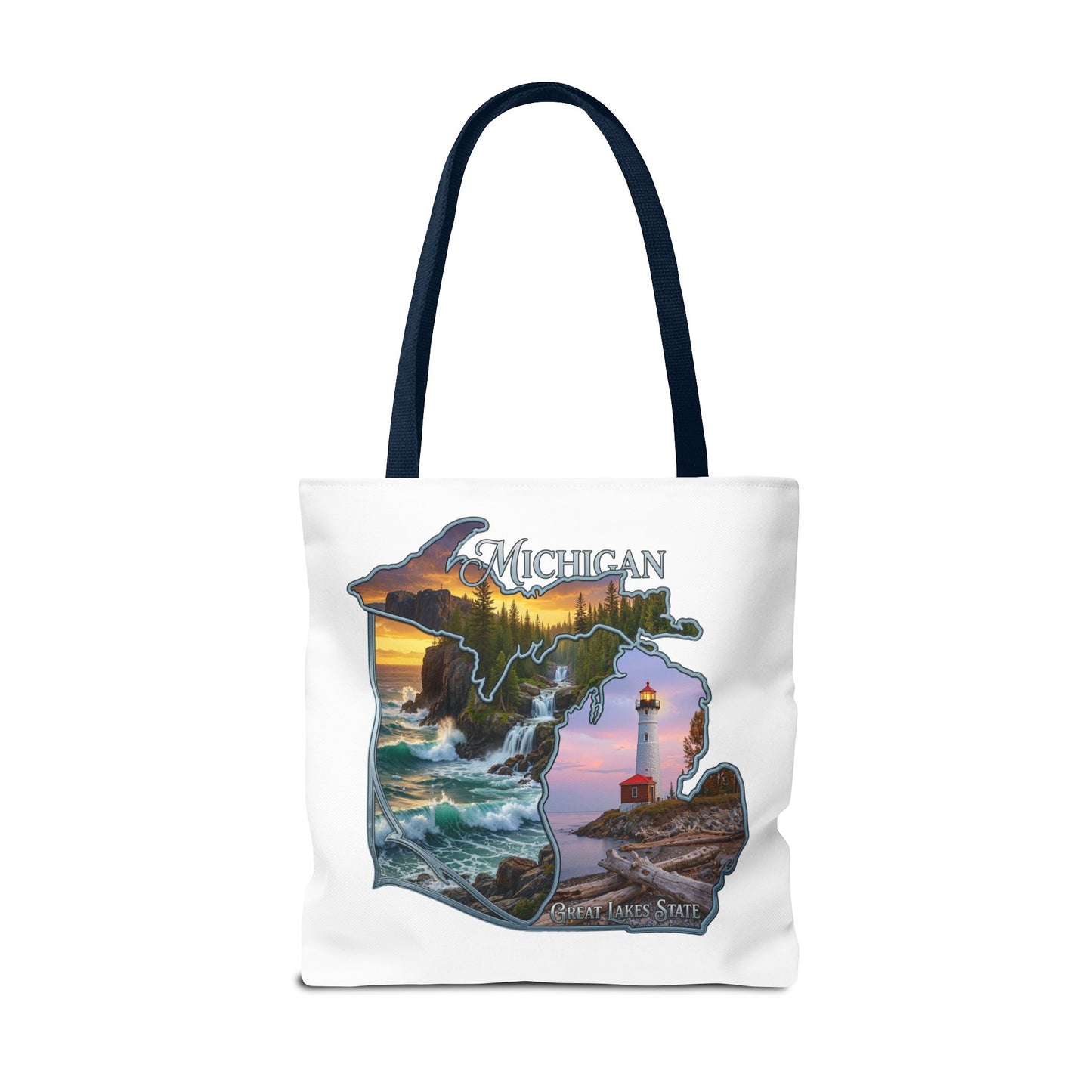 Michigan Lighthouse Tote Bag — Great Lakes Scenic State Travel Tote