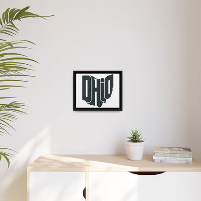 Ohio State Silhouette Matte Framed Canvas — Modern State Wall Art