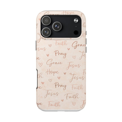 Pray Grace Hope Phone Case | Christian Floral iPhone Case