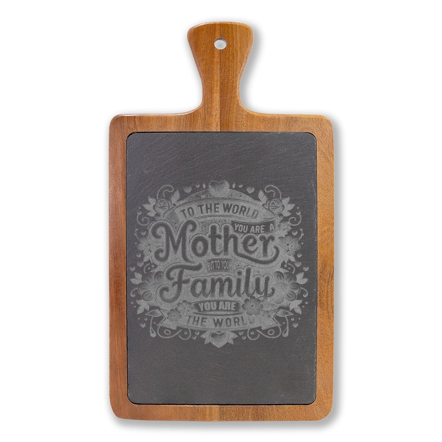 Engraved Charcuterie Board — "To the World You Are a Mother" Serving Set