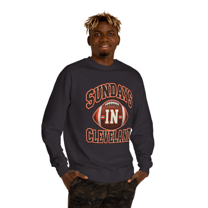 Sundays in Cleveland Football Crewneck Sweatshirt