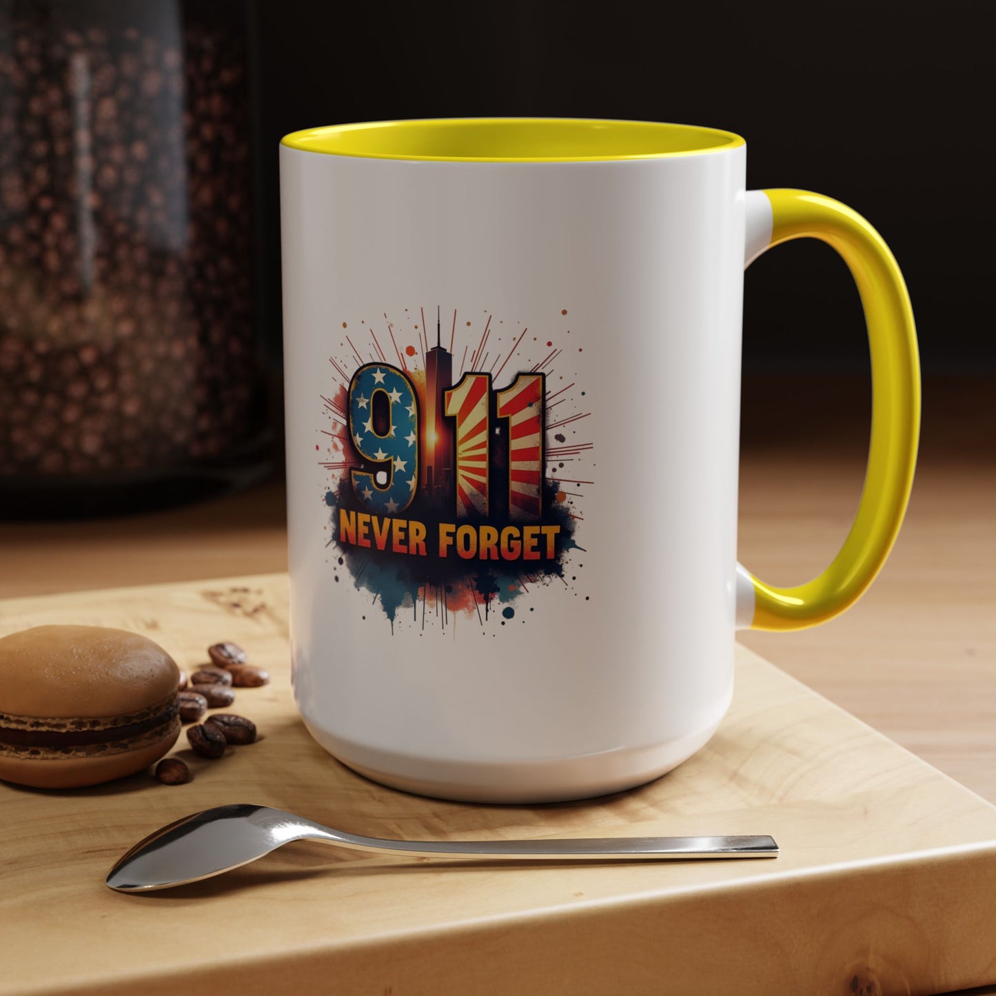 9/11 Never Forget Coffee Mug — Patriotic Memorial Accent Mug