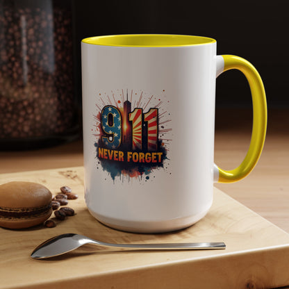 9/11 Never Forget Coffee Mug — Patriotic Memorial Accent Mug