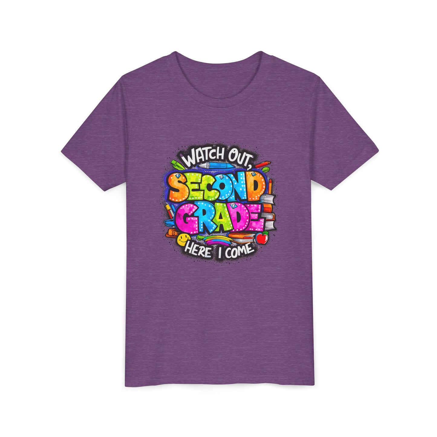 Second Grade Kids Tee - "Watch Out Second Grade Here I Come" Colorful Back-to-School Shirt