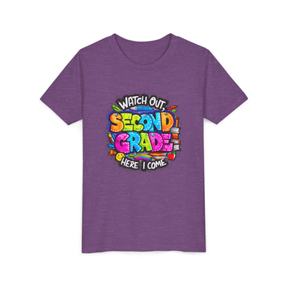 Second Grade Kids Tee - "Watch Out Second Grade Here I Come" Colorful Back-to-School Shirt