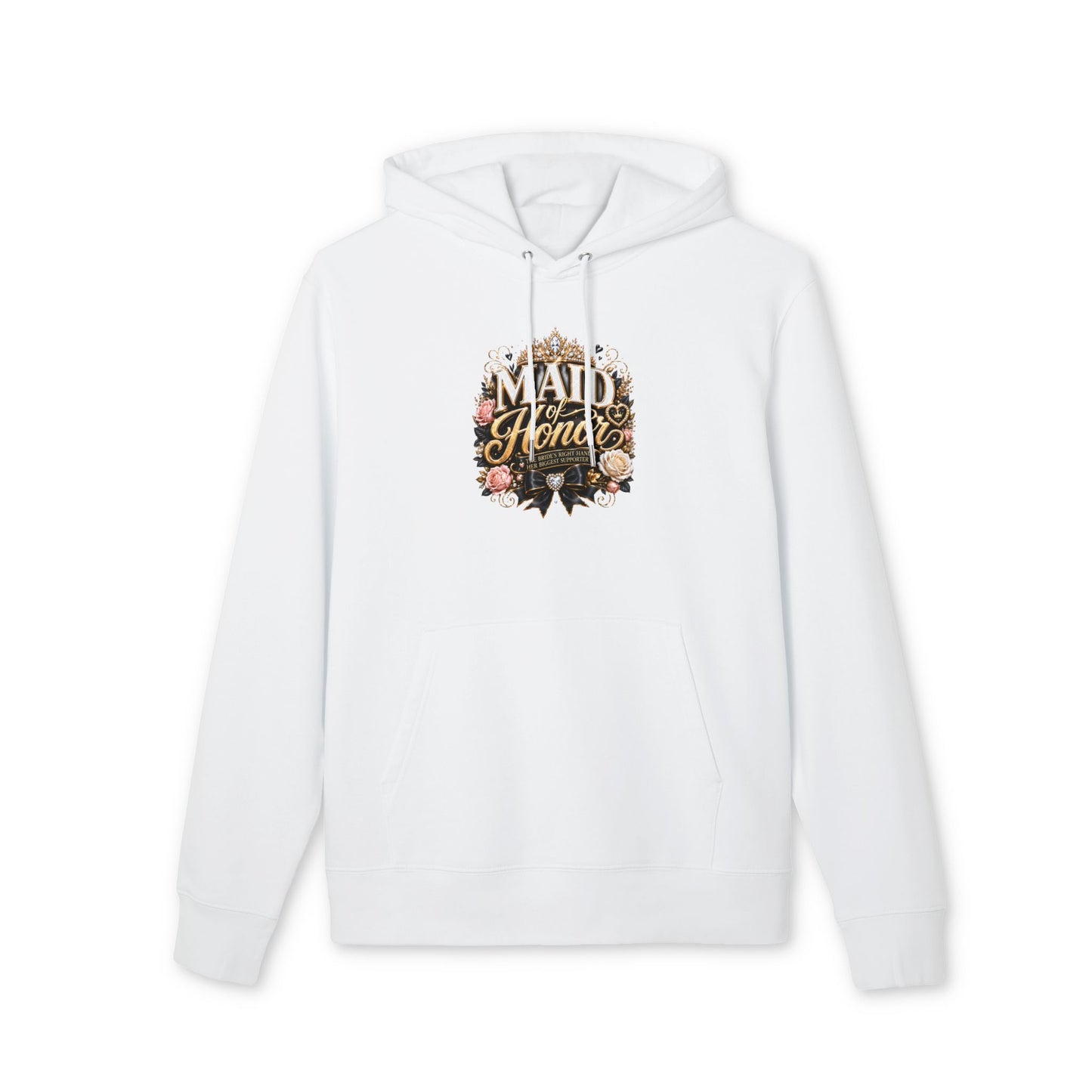 Maid of Honor Hoodie – Floral Script Bridal Party Pullover