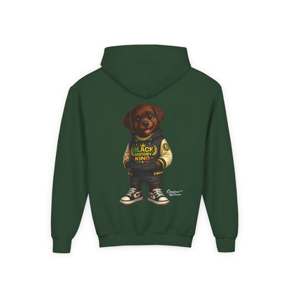 Youth Hoodie — 'Black History Kid' Puppy Graphic Sweatshirt