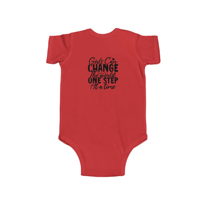 Infant Bodysuit - "Girls Can Change the World One Step at a Time" Inspirational Baby Onesie