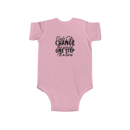 Infant Bodysuit - "Girls Can Change the World One Step at a Time" Inspirational Baby Onesie