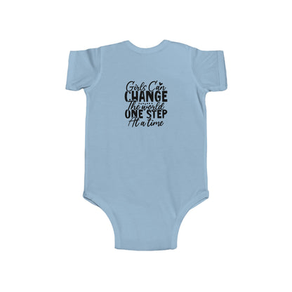 Infant Bodysuit - "Girls Can Change the World One Step at a Time" Inspirational Baby Onesie