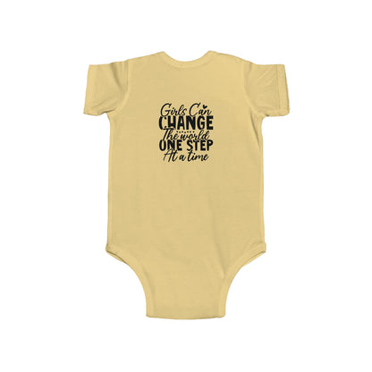 Infant Bodysuit - "Girls Can Change the World One Step at a Time" Inspirational Baby Onesie