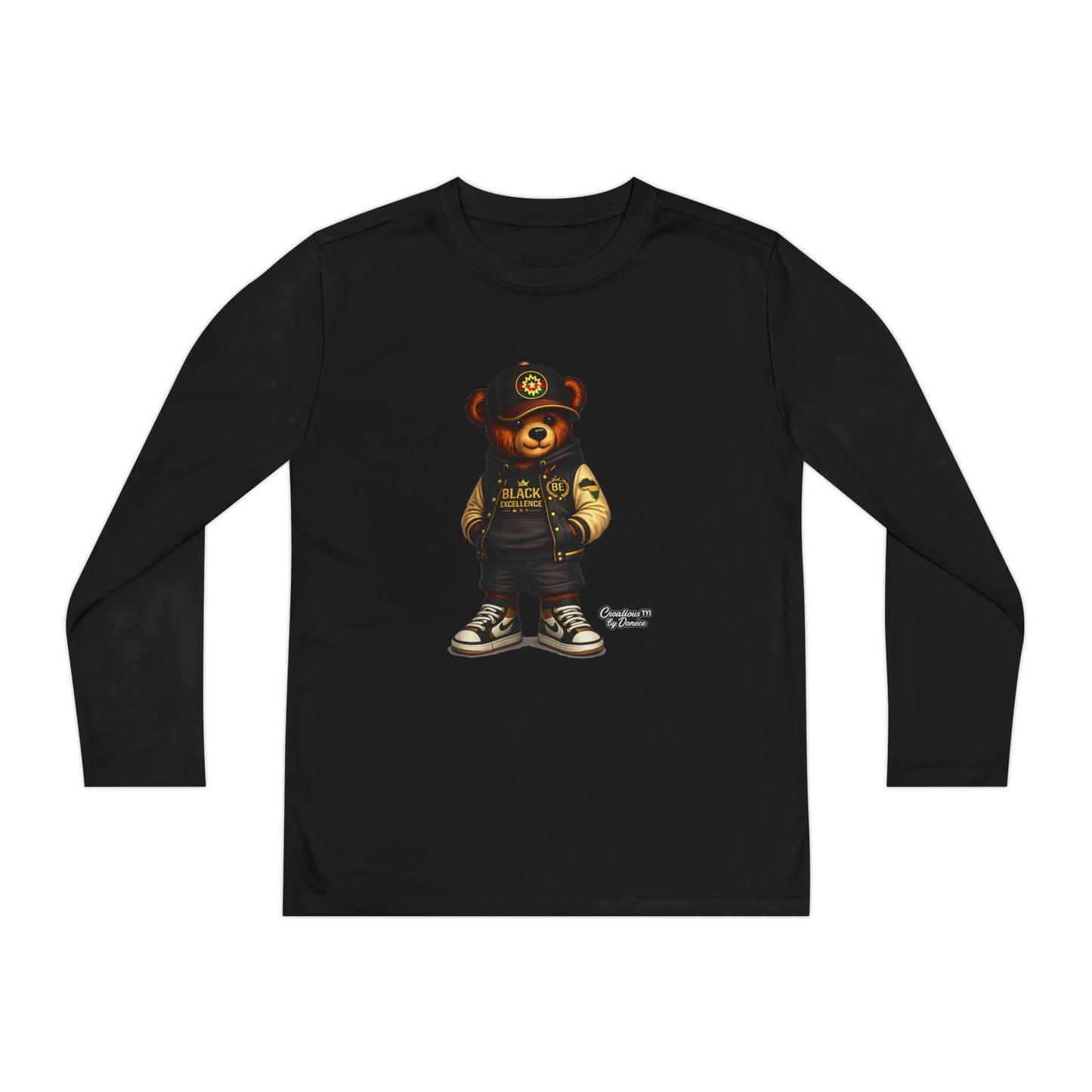 Youth Bear Police Officer Long Sleeve Tee — Cute Cop Bear Graphic Shirt
