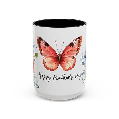 Mother's Day Butterfly Floral Coffee Mug – "Happy Mother's Day" Accent Mug