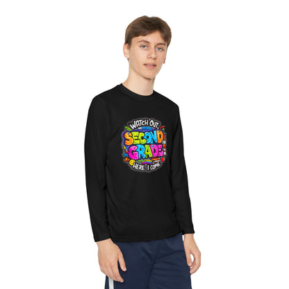 Second Grade Long Sleeve Tee — "Watch Out Second Grade Here I Come" Youth Shirt