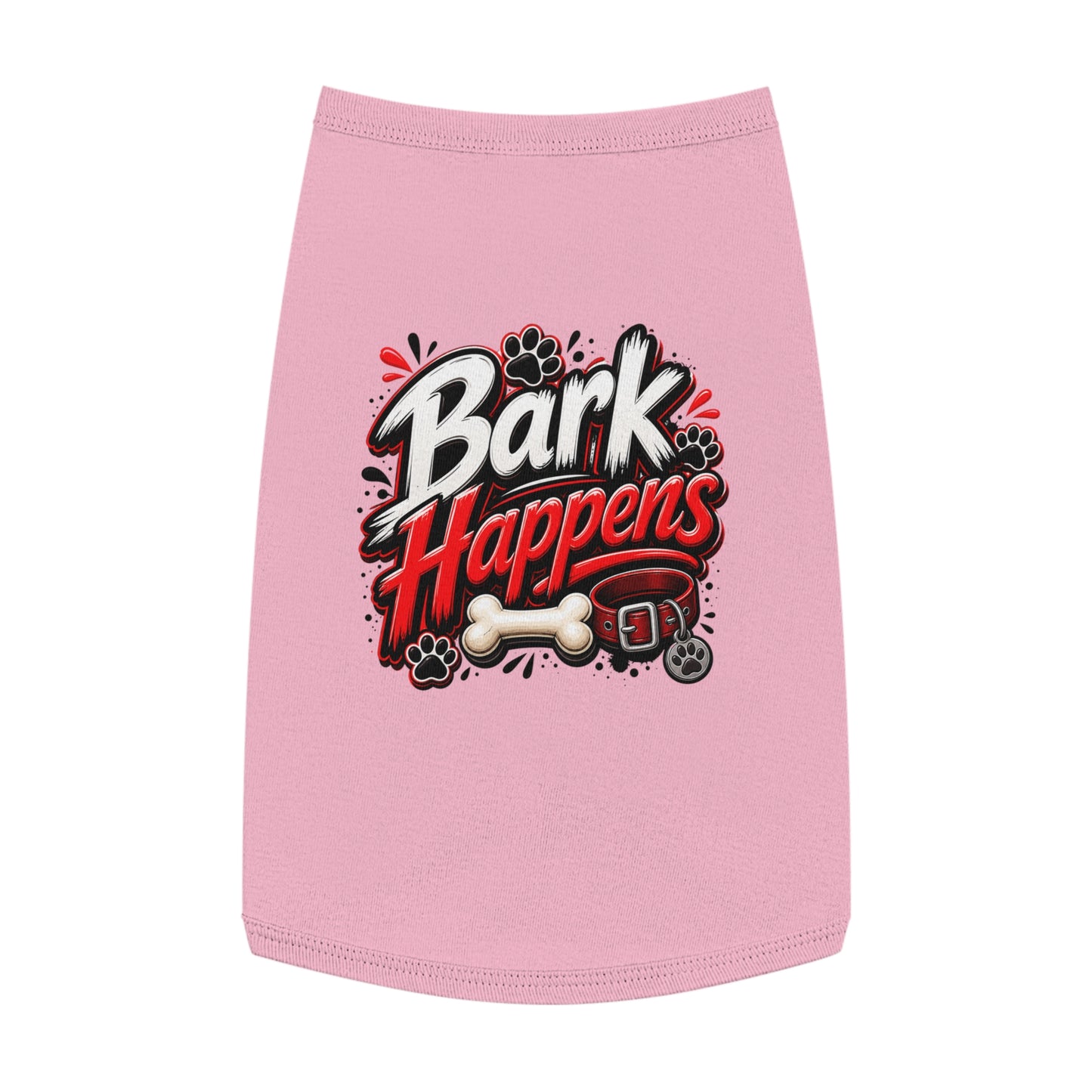 Bark Happens Pet Tank Top – Funny Dog Shirt with Bone & Paw Graphic