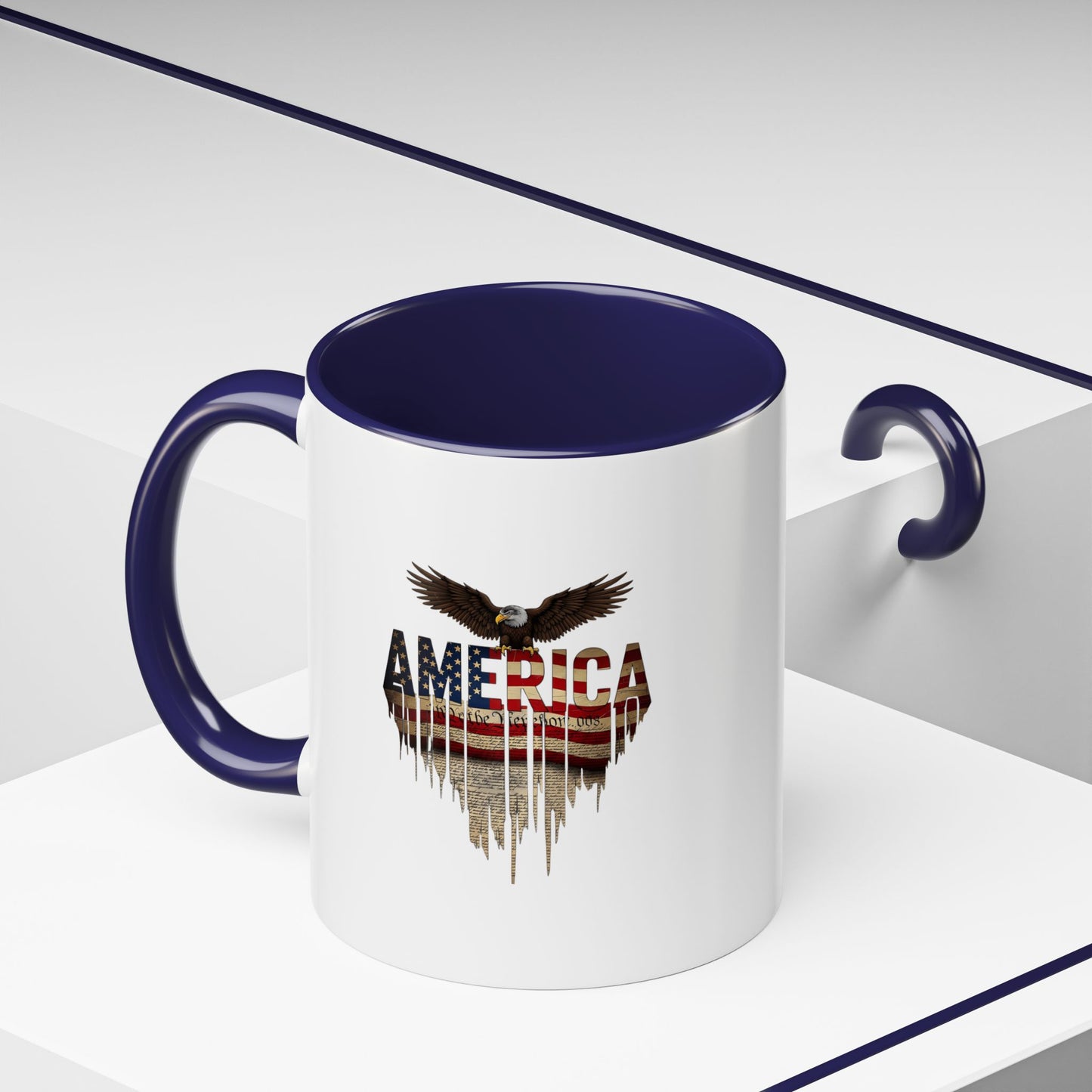 America Eagle Flag Accent Coffee Mug – Patriotic 11/15oz Ceramic