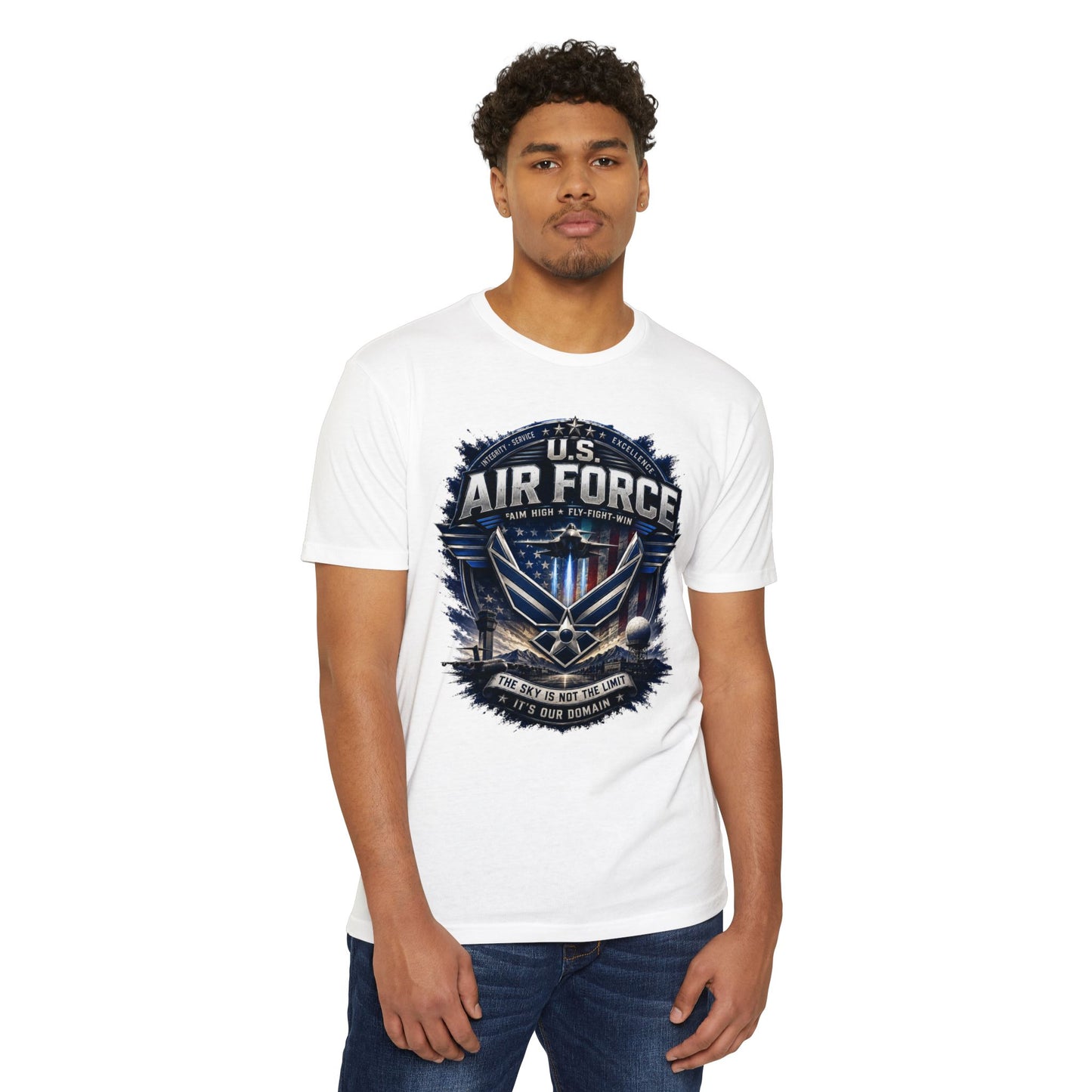 U.S. Air Force Graphic T-Shirt — Military Emblem Tee ("The Sky Is Not The Limit")