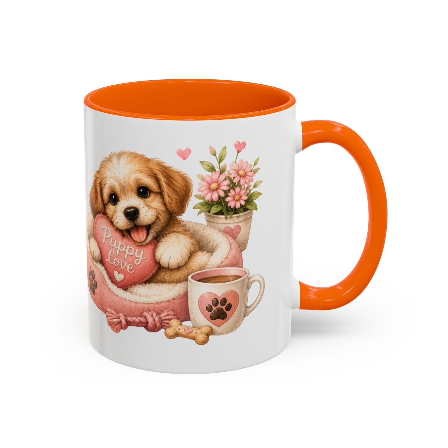 Puppy Love Coffee Mug — Cute Dog Heart Accent Mug (11/15oz)
