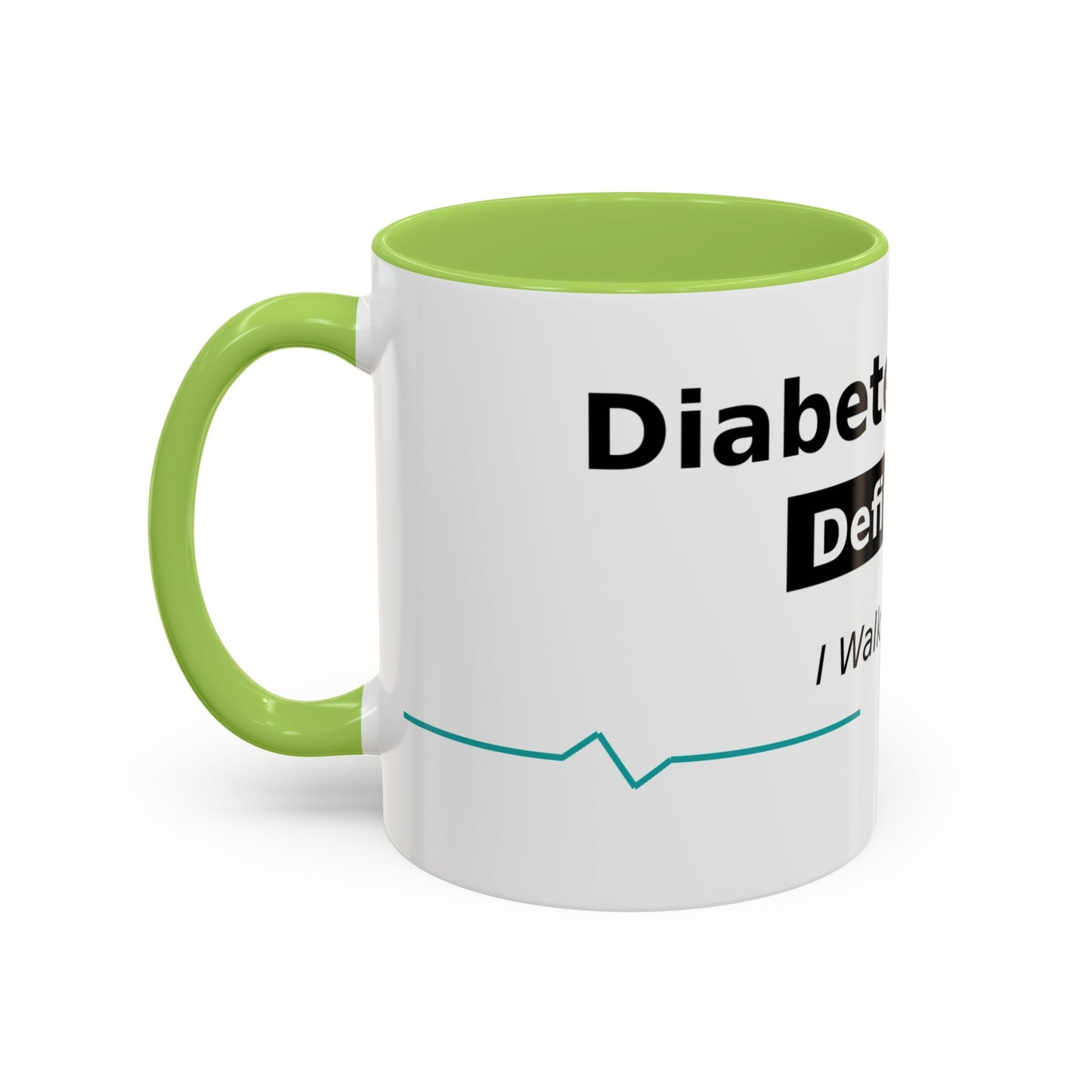 Diabetes Won't Define Me Accent Coffee Mug — "I Walk by Faith" Inspirational Tea Cup